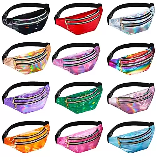 12 Pieces Holographic Fanny Packs for Women