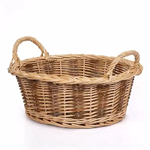 Rurality Small Empty Gift Basket to Fill Chocolate,Nuts,Coffee,Cookies for Women,Holiday,Easter,Mother's Day,Birthday Wicker Present Hamper with Handle,Small