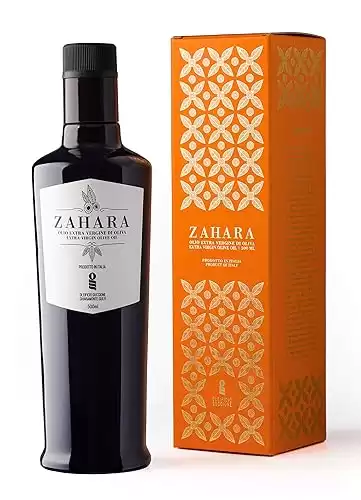 Zahara Extra Virgin Olive Oil from Italy | Sicilian Pure EVOO | Premium Early Harvest Cold Pressed Polyphenol Rich | Multiple Award Winner from Oleificio Guccione | 16.9 fl oz (500ml) Bottle With Beau...