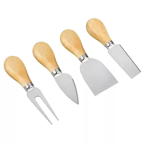 YXChome 4 Cheese Knives Set - Cheese Knife,Cheese Fork,Cheese Slicer,Butter Knife - Mini Premium Stainless Steel Cheese Knife Set - Cheese Knives for Charcuterie Board - Charcuterie Boards Accessories