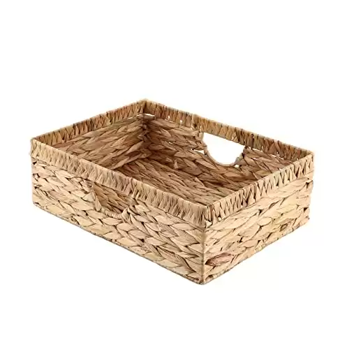 YAHUAN Water Hyacinth Storage Baskets, Hand-Woven Baskets with Built-in Handles Decorative Wicker Baskets for Organizing Storage Baskets for Kitchen, Office, Bedroom (Original)