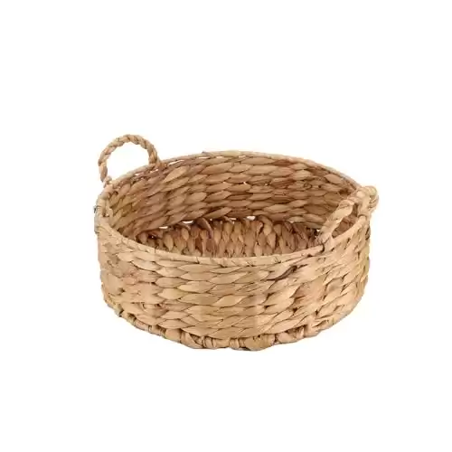 YRLSOTGE Water Hyacinth Storage Baskets, Decorative Baskets for Organizing with Double Handles-Wicker Baskets for Shelves,Round Wicker Baskets -Store Make-Up Accessories, Paper Towel,1 Pack.