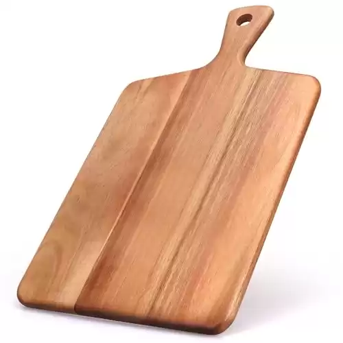 Gtencemen Acacia Wood Cutting Board with Handle Best Cheese for Charcuterie Board Kitchen Wooden Chopping Block for Meat Vegetable Bread Fruit Serving Board Wood Butcher Block Carving Board, 17