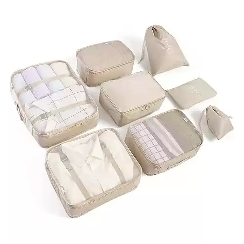 8 Set Packing Cubes for Suitcases Travel Luggage Packing Organizers